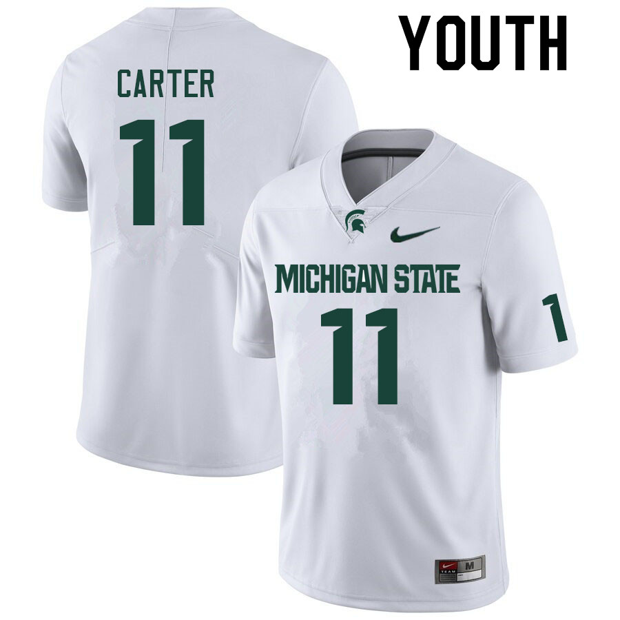 Youth #11 Quavian Carter Michigan State Spartans College Football Jerseys Sale-White